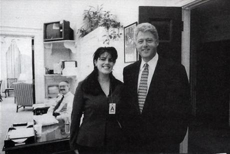 Official White House photo taken Nov. 17, 1995 from page 3179 of independent counsel Kenneth Starr's, showing President Clinton and Monica Lewinsky at the White House. Congress laid before a wary nation Monday, Sept. 21, 1998, the raw footage of the presidsent's grand jury testimony and 3,183 pages of evidence chronicling his relationship with Monica Lewinsky in explicit detail. (AP Photo/OIC) CLINTON/LEWINSKY SEX SCANDAL
